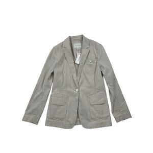 Banana Republic Blazer Striped Tan And White Womens 8 Petite Jacket NWT